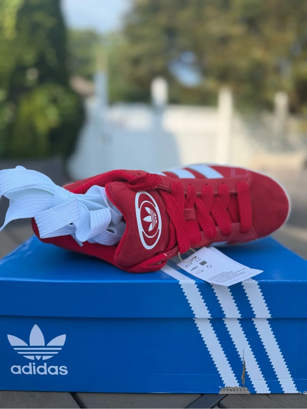 adidas Mens Campus Suede Sneakers in Red and White